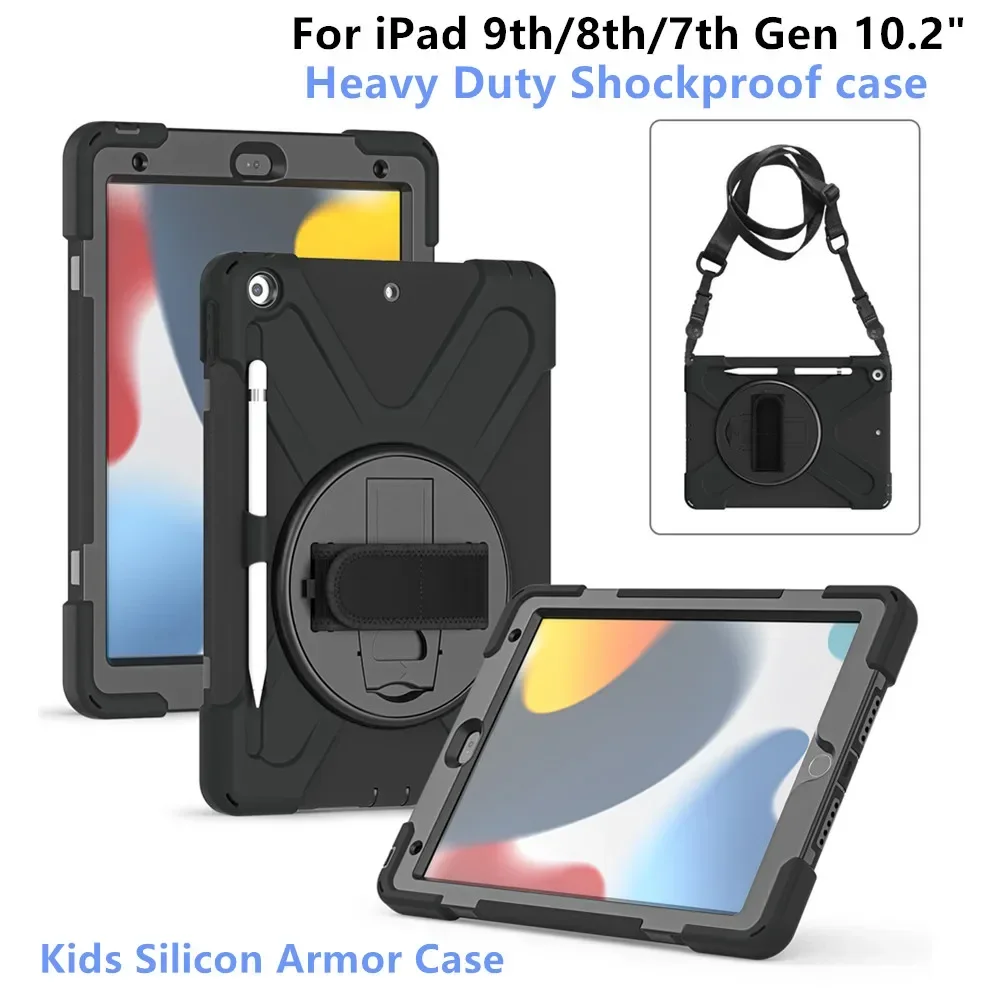 For iPad 9th Gen 10.2 inch A2603 A2604 A2605 Case Kids Shockproof Tablet Cover for iPad 10.2'' 9th 8th 7th Gen A2197 A2198 Case