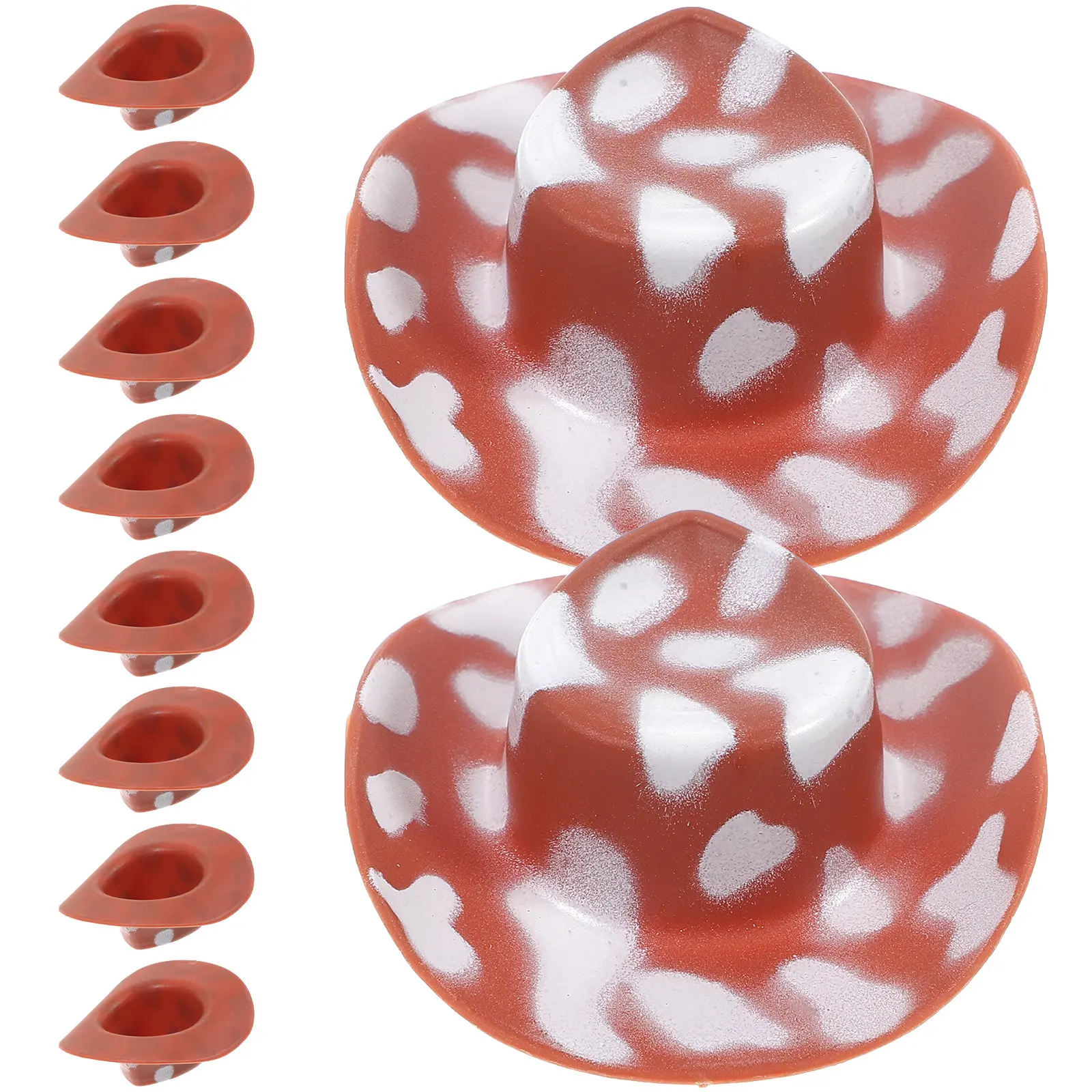 10Pcs Mini Cowboy Hats for Crafts Party Cake Decorations Tiny Hat Ornaments Small Hats for Dollhouse DIY Festive Accessories