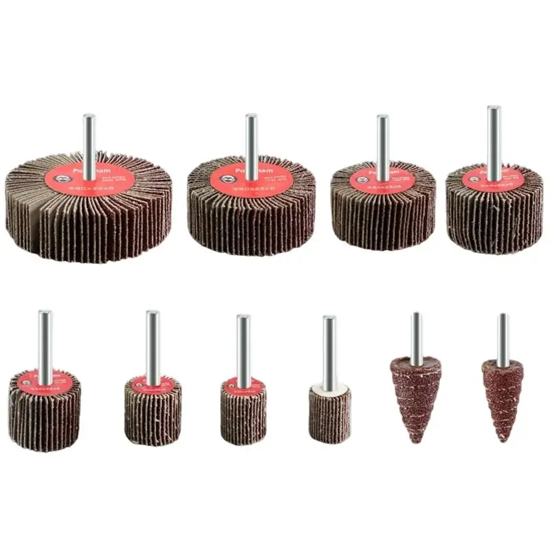 FYBL-10 Pack Sanding Wheel Set 1/4 Inch Shank Flap Wheels For Drill, Die Grinder Flap Wheel,Flap Wheel Sander For Drill