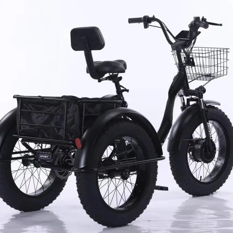 2025 Small Black Steel Folding Electric Tricycle High Carbon Steel Aluminum Alloy Unisex 20 Inch Fat Tire