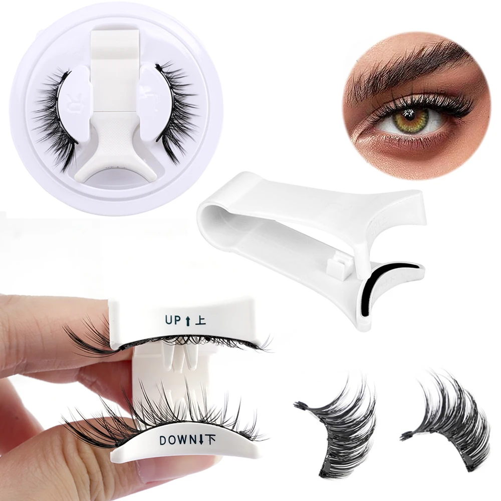 1 Pair Magnetic Eyelashes Handmade Fluffy Faux Mink Lashes Reusable Natural False Eyelashes and Magnetic Tweezers Set Tool