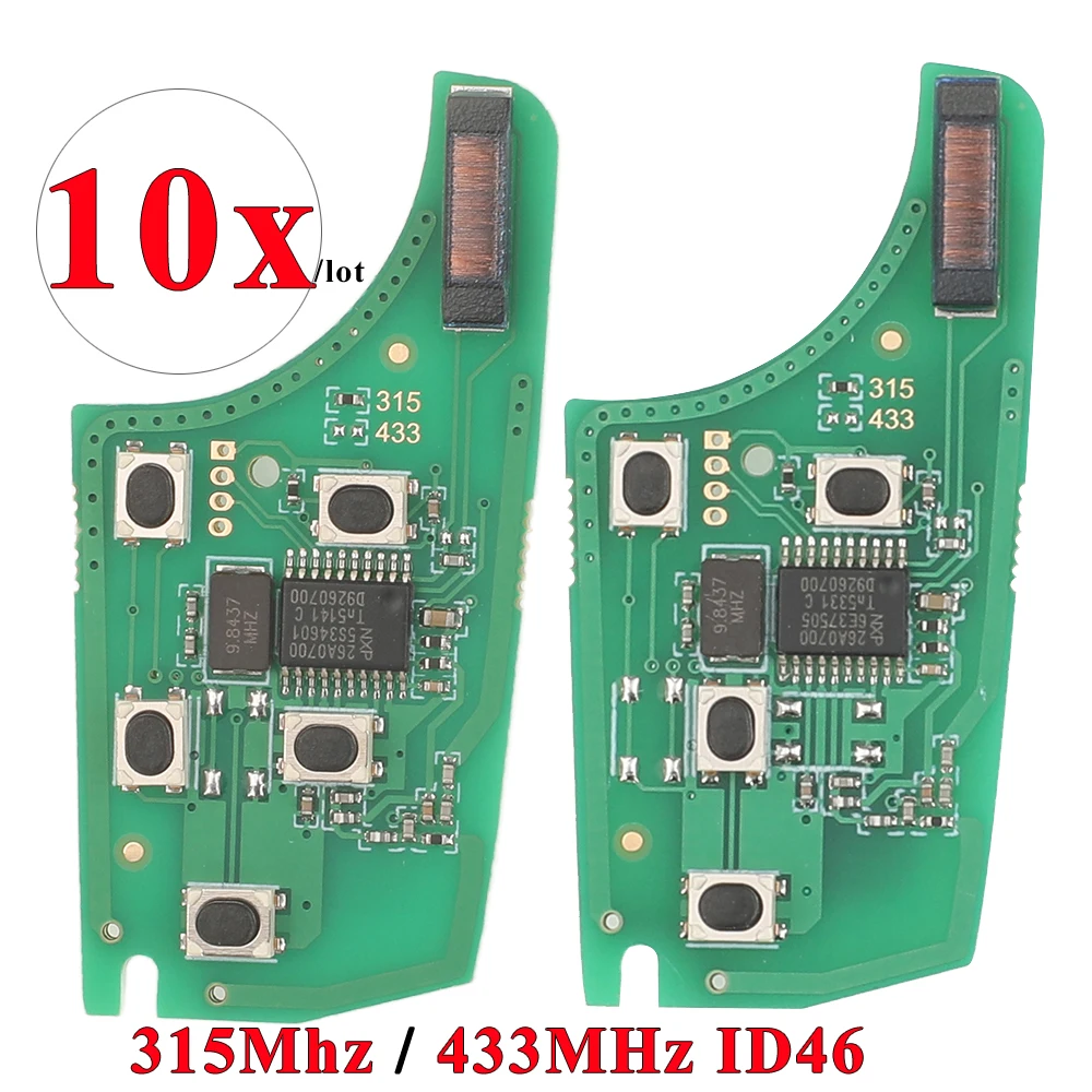 jingyuqin 10pcs Car Remote Key Electronic Circuit Board for Chevrolet Malibu Cruze Aveo Spark Sail Opel Buick 315/433MHz ID46