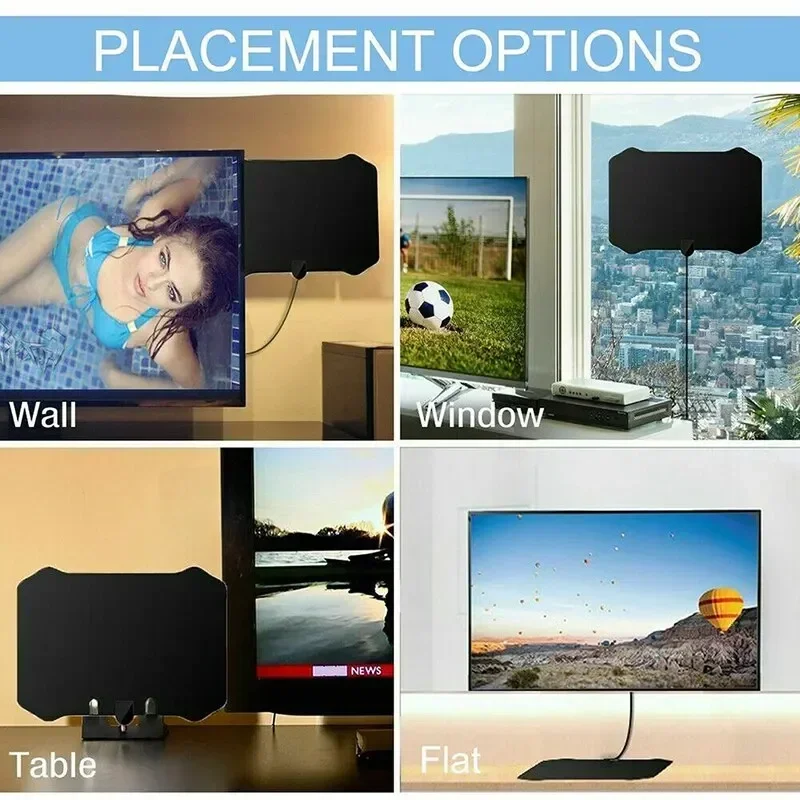 5000 Miles HD TV Antenna - 8K/4K/1080P Indoor Digital with DVB-T/DVB-T2 (UHF/VHF) (25dB) (Enhanced) (Clear)