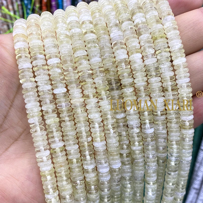 2x6MM Flat Rondelle AA Lemon Citrine Natural Stone Loose Abacus Spacer Beads for Jewelry Making Diy Bracelet Charms Accessories