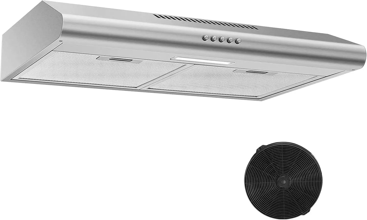 

24 inch Range Hood Under Cabinet, Stainless Steel Range Hood 280CFM, Slim Kitchen Stove Hood w/Push Button, Ducted/Ductl