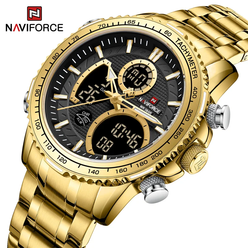 NAVIFROCE LCD Display Men Wristwatches Luminous Sport Man Watch Waterproof Military Quartz Male Clock Relogio Masculino 2023