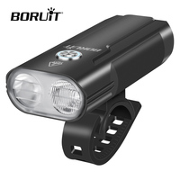 BORUiT LED Bicycle Light with Power Indicator Type-C Rechargeable IP67 Waterproof Bike Headlamp Memory Function for Outdoor