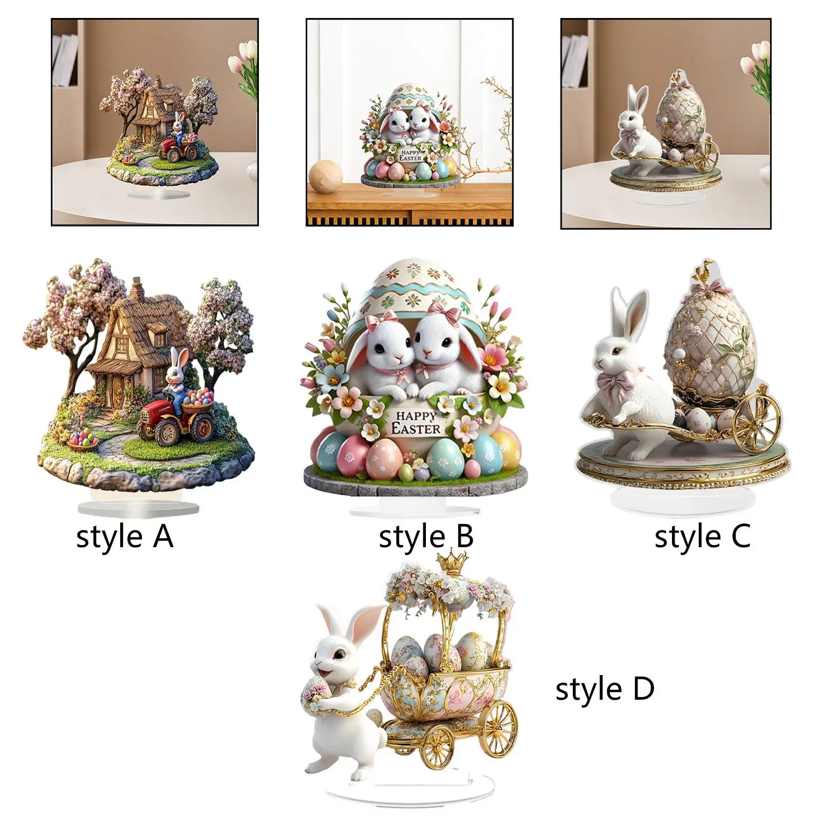 2D Easter Bunny Decor Crafts Tabletop Decoration for Fireplace Home Kitchen