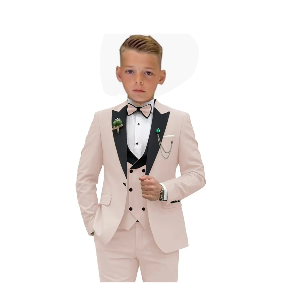 

Formal Boy's 3-Piece Suit Classy Kids Tuxedo Set (Jacket+Vest+Pants) Khaki Wear Wedding Ring Bearer Slim Fit Toddler Dress