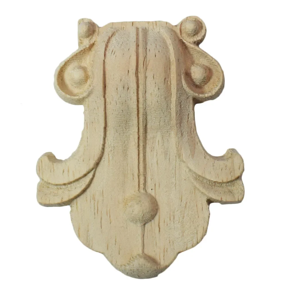 4PCS Decorative Wood Applique Carved Decal Corner Floral Onlay Applique Frame for Wall Doors Cabinet Furniture Figurines
