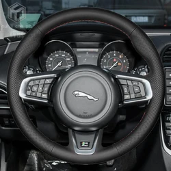 Black leather Car Steering Wheel Cover Suite For Jaguar F-PACE 2016-2019 XE 2015-2019 XFL 2017-2019 XF XEL2018 2019 Car Styling