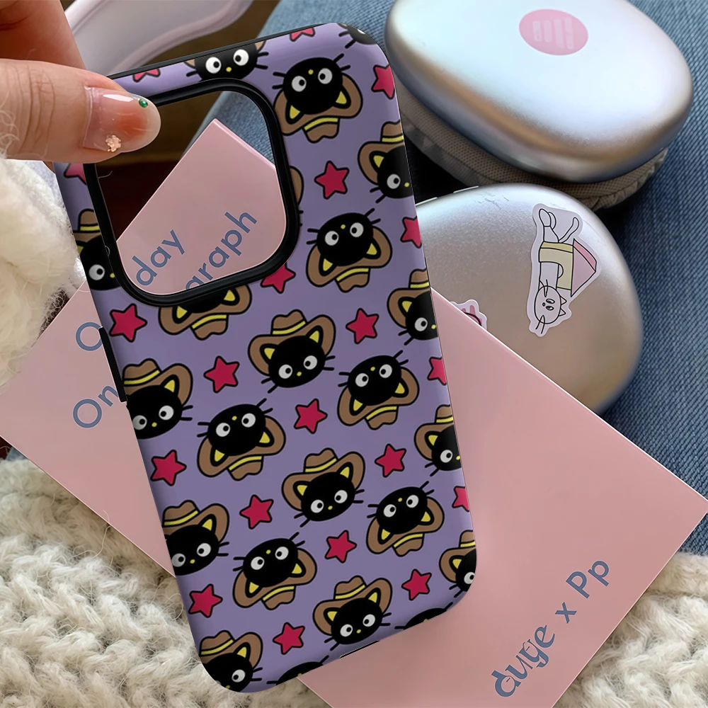 Casing HP IPhone17 Motif Kucing Hitam & Lebah Bergaya Barat yang Unik, Wajib Dimiliki untuk IPhone 17 16 15 14 13 Pro Max Plus, Penutup Belakang Berlapis Ganda