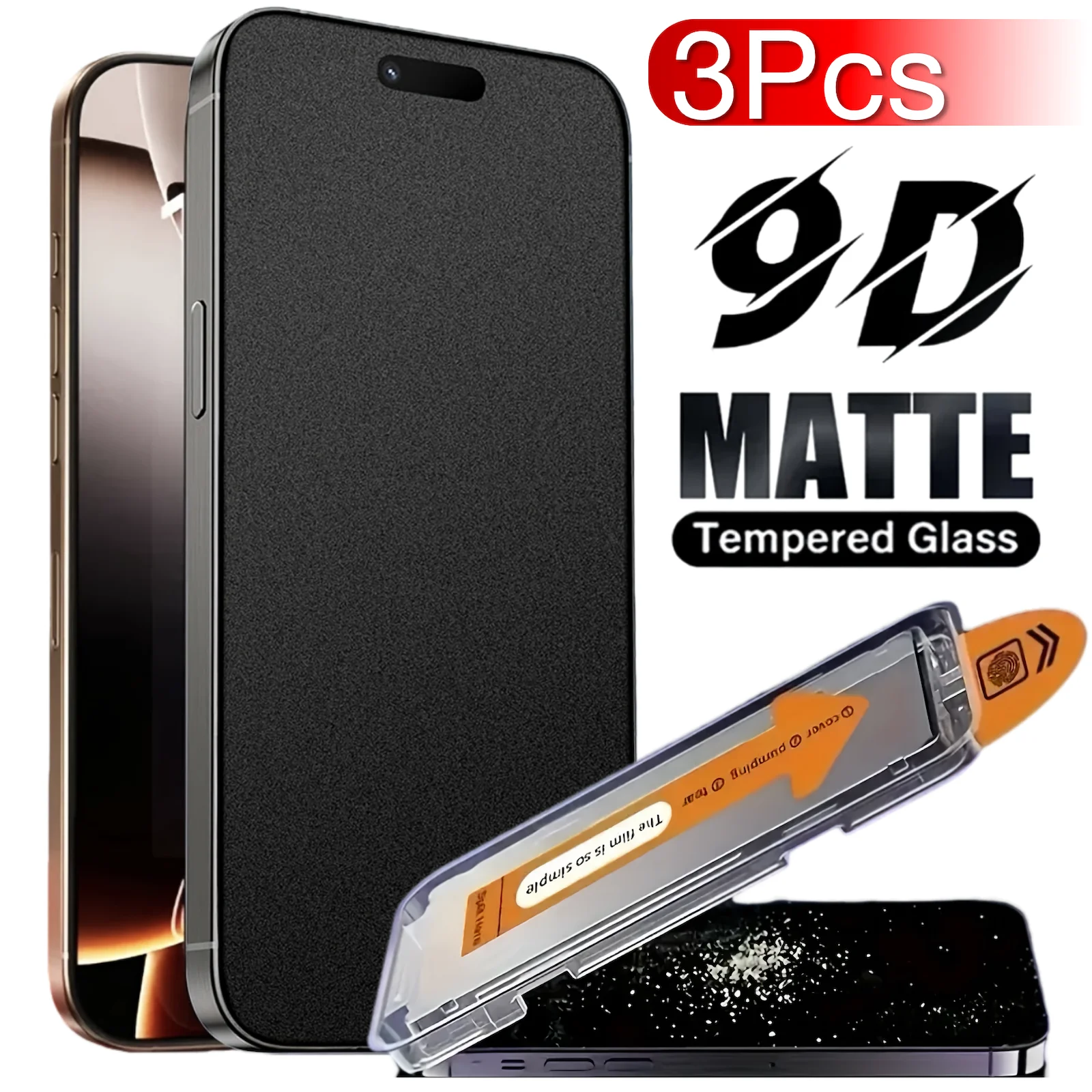 3-teiliges Set iPhone 17 16e 16 15 14 13 12 11 Pro Max XS XR Matte Displayschutzfolie aus gehärtetem Glas, mattiert