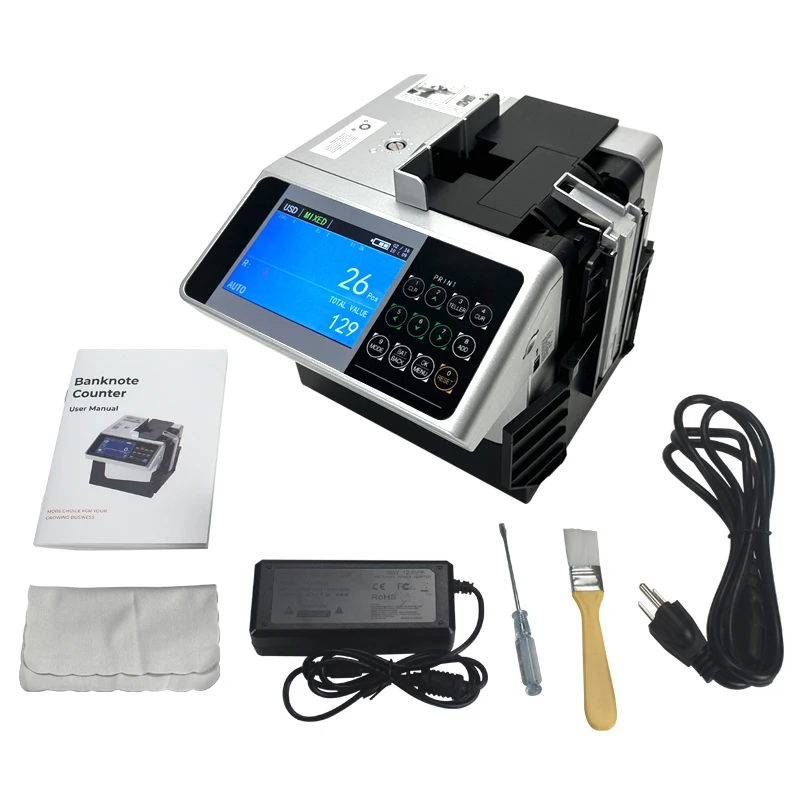 XD-6100 USD EUR THB Portable Money Counter Rechargeable Cash Mixed Currency Mini Detector Printable Bill Counting Machine