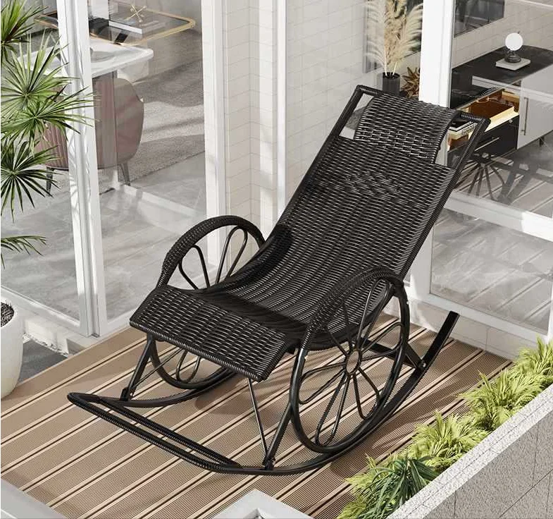 PE Rattan Rocking Chair with Metal Frame Garden Patio Rocking Chairpromote sales