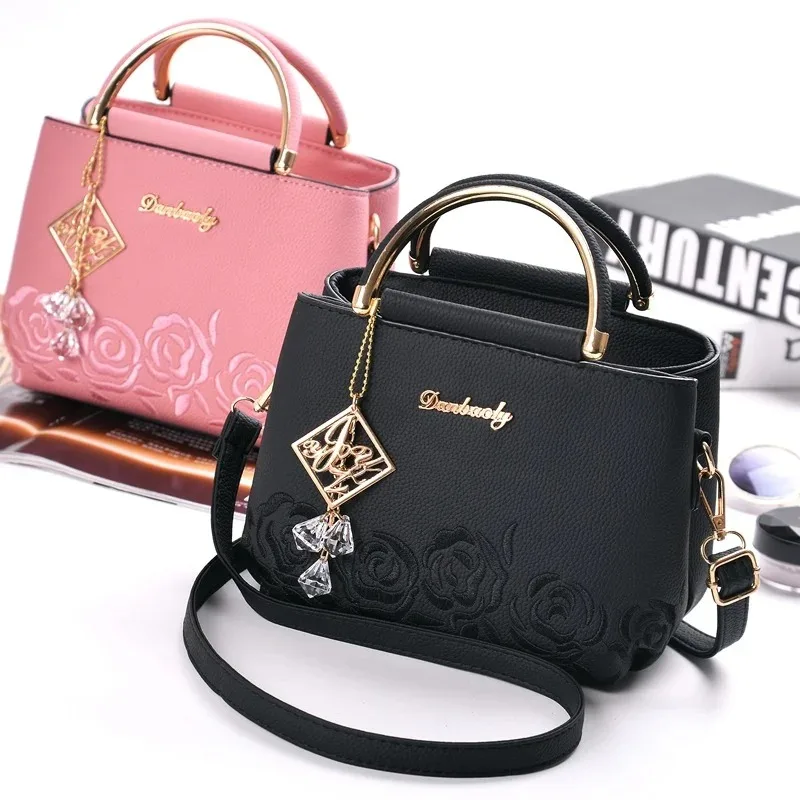

Women Small Bag Female Embroidery PU Leather Designer Bag Fashion New Flower Shoulder Bag Women's Handbag Money Purse