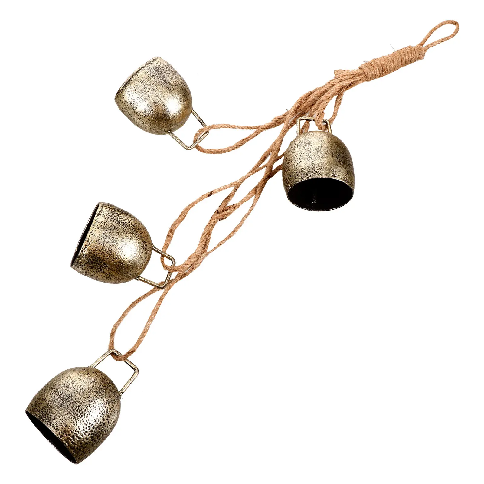 Handcrafted Iron and Flax Rope Wind Chime Hanging Bell Decor for Home Outdoor Space Balcony Garden Temple Vintage Rustic Modern