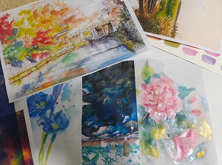 Perlmuttfarbene, solide Aquarellfarbe, Metall-Aquarellmalerei mit glänzenden Perlen, solide Aquarellmalerei und Künstlerbedarf – Detail 16