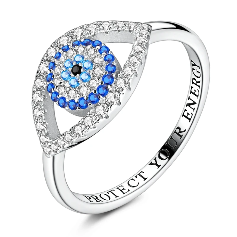 Original 925 Sterling Silver Ring Sparkling Devil's Eye Closed Rings For Women Girls Jewelry Birthday Anniversary Gifts