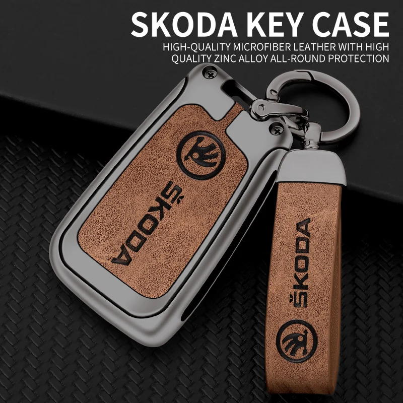 Car Flip Remote Key Fob Case Cover Protector Shell Bag For Skoda Octavia A5 A7 Fabia Superb Kodiaq Karoq Keychain Accessories