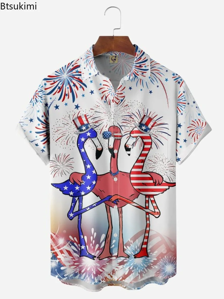New Men's Summer Shirts Fashion 3D Print Pattern Lapel Short Sleeve Vintage Tops 2025 Casual Street Men Clothing Hawaiian Shirts