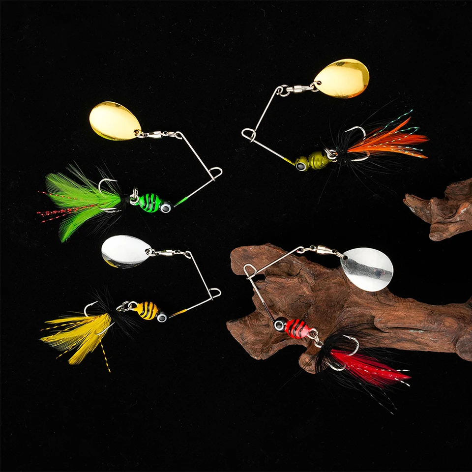 WALK FISH 1Pcs 80mm 7g Spinner Lure Metal Feather Tweeter Fishing Bait Curve Bait Artificial Sea Bass Swing Micro-root  Simulate