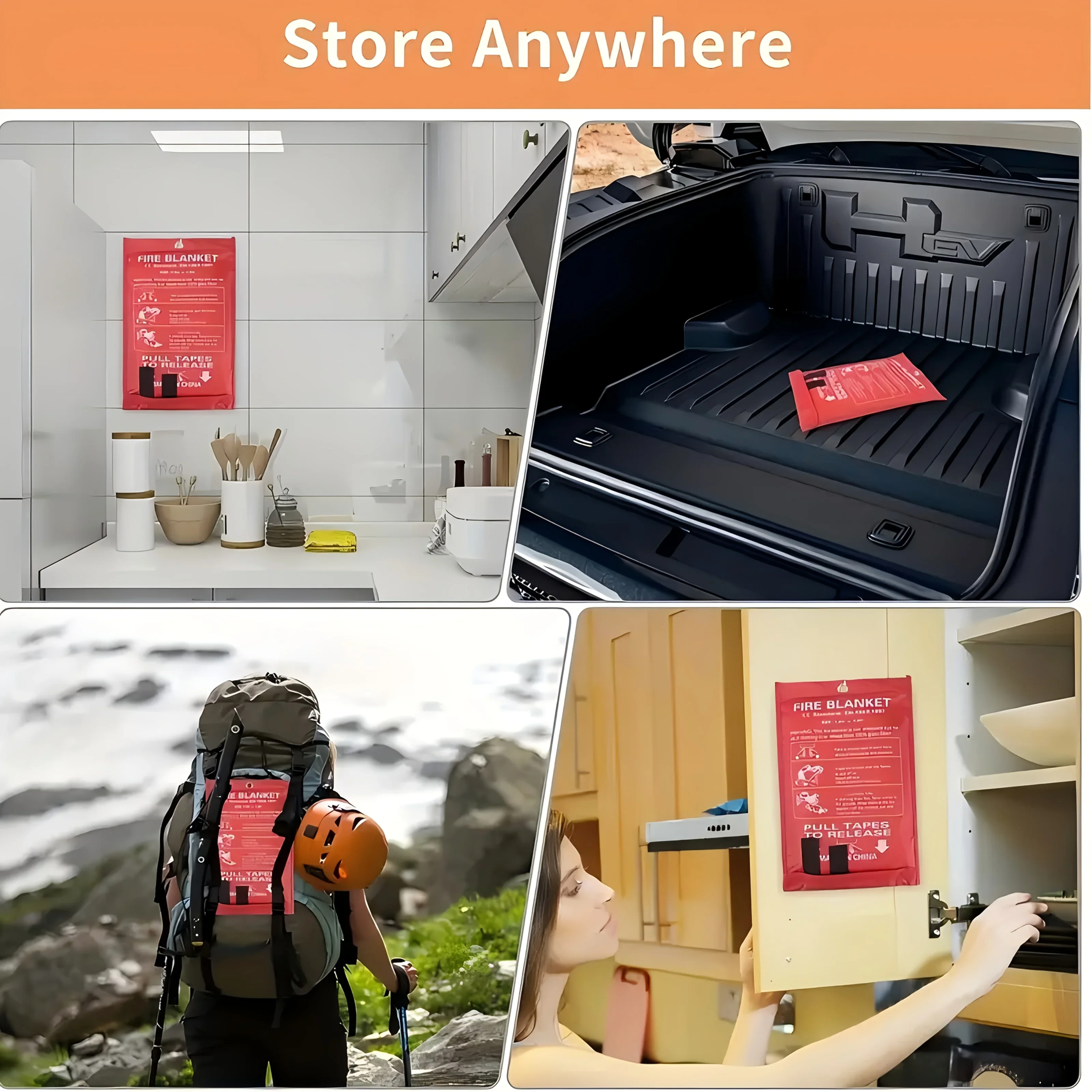 Fiberglass Fire Blanket Emergency Flame Retardant Mat for Home Kitchen Safety - Welding Blanket Flame Suppression