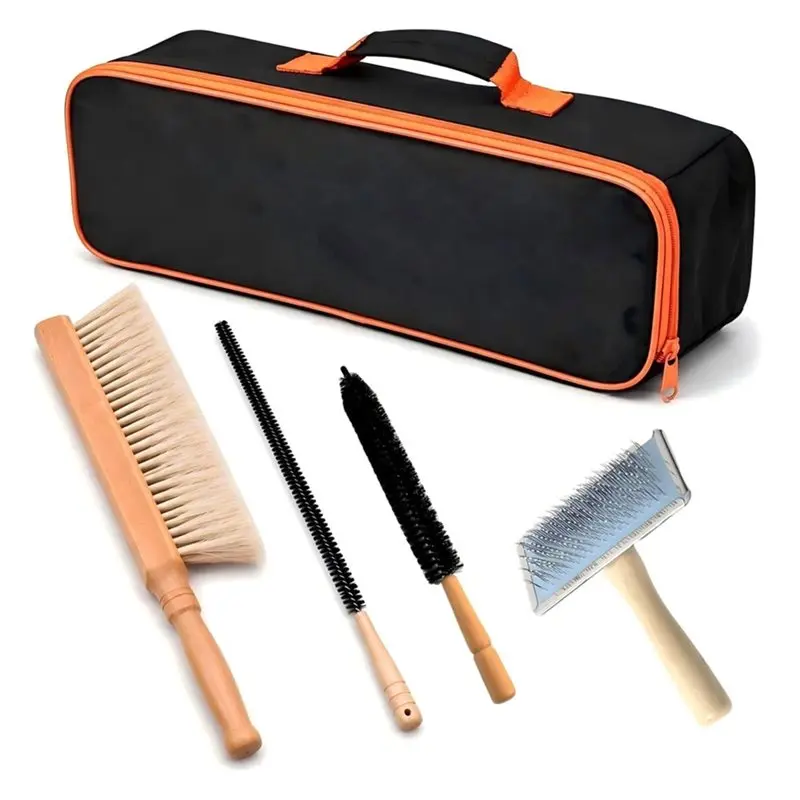 New Arrivals-AC Coil Cleaner Brush, 4-Piece HVAC Coil Cleaning Kit With Bag HVAC Cleaning Tools, Wide, Slim, Tapered And Angled