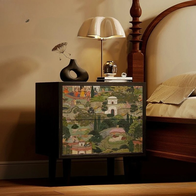 

solid wood bedside table, bedroom bedside storage drawer cabinet, living room home floor, wall decoration storage