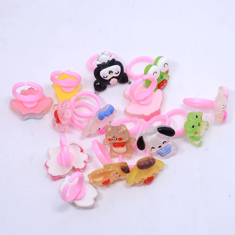 5/20 piezas Sanrio lindo dibujos animados Kuromi anillos para niños accesorios de joyería princesa animal niñas niños anillo de dedo suministros de fiesta regalo