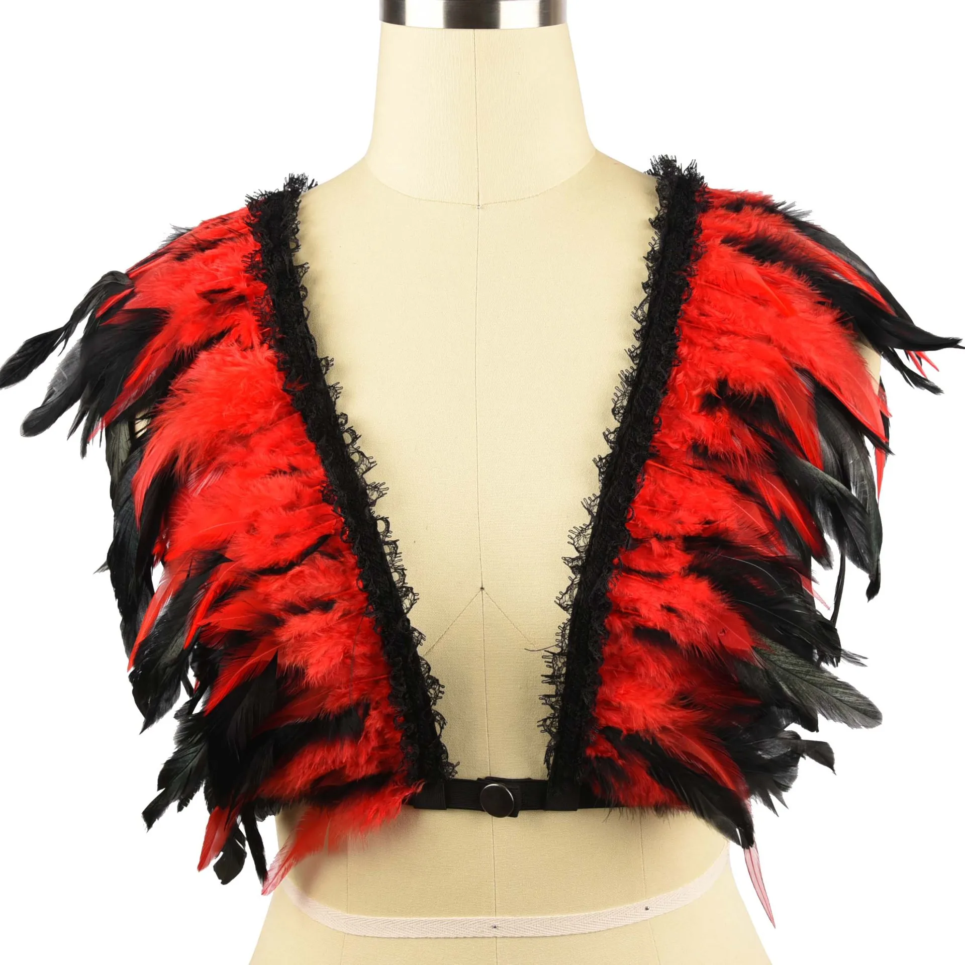 AKYZO Sexy Tank Top for Women, Feathers, Burning Man Gothic Punk Epaulette Rave Body Harness Halloween Party Bralette Burning Ma