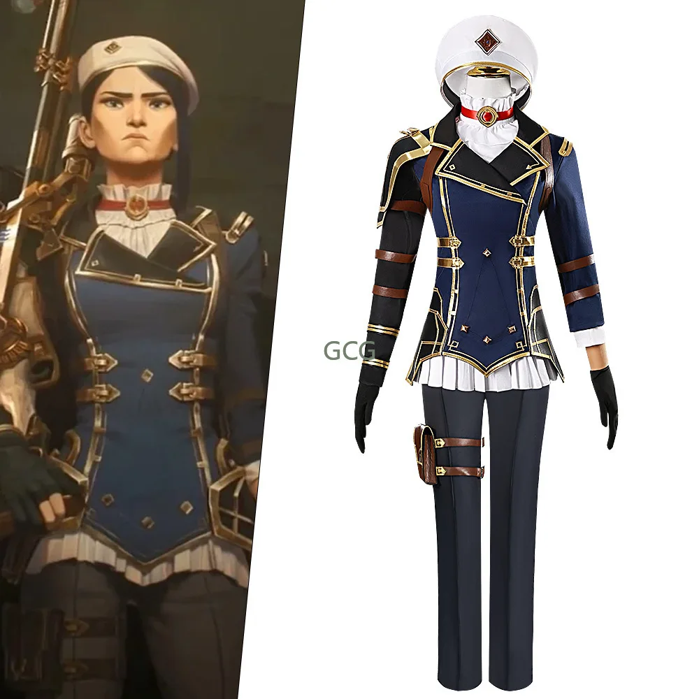 

Vi Caitlyn Kiramman police uniform Arcane：League of Legends hat Police instructor costume cosplay Strap bag wig accessories