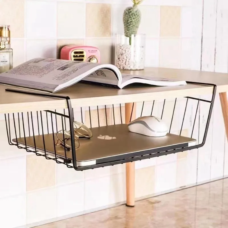 Kitchen Organizer Shelf Desk Cabinet Storage Rack Under Table Hanging Mesh Basket Wardrobe Dormitory Desk Storage Wall Shelf