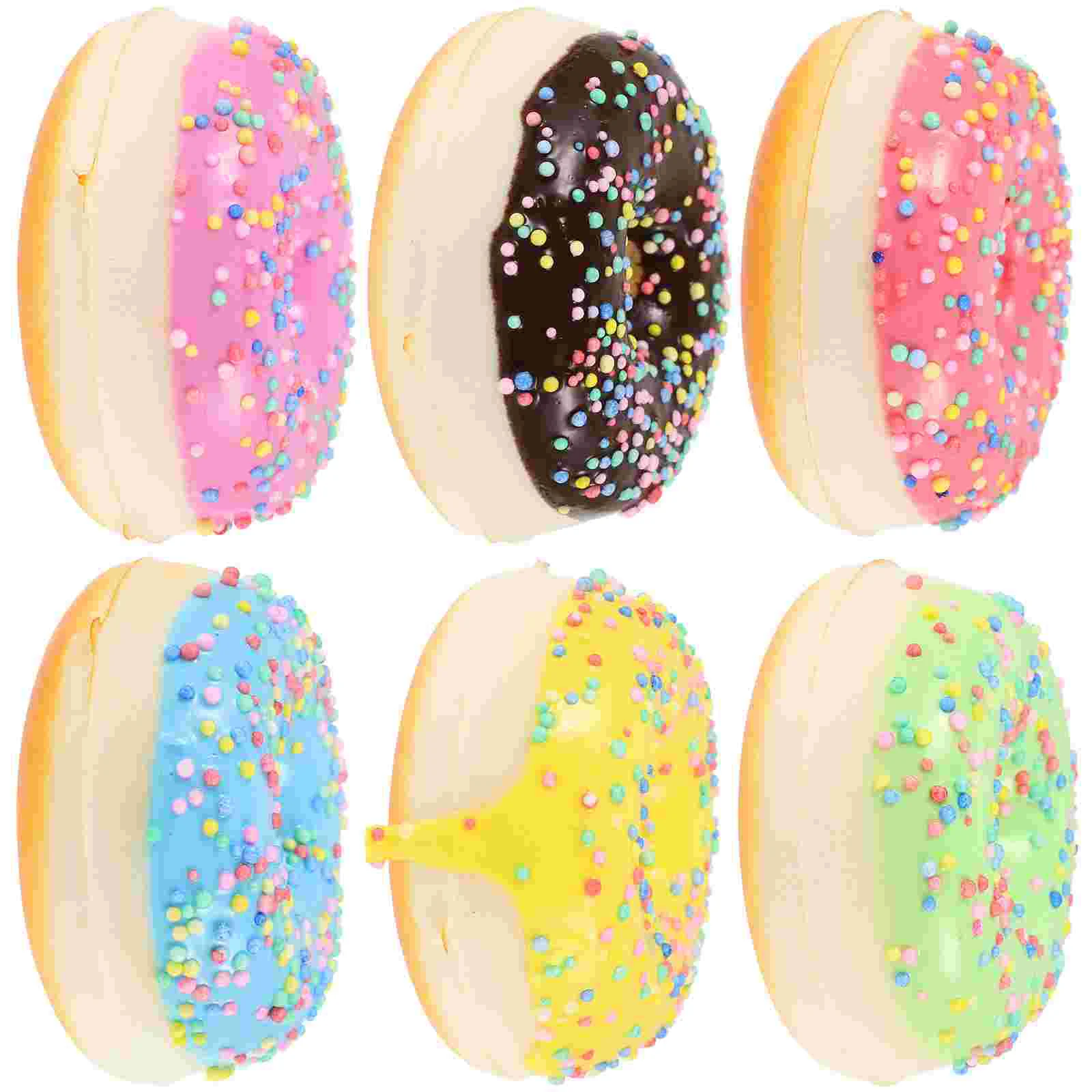 6 Pcs Faux Donuts High Simulation Doughnuts Cookie Inflatables Bun Artificial Cakes Models Fake Decorative Fridge Magnet