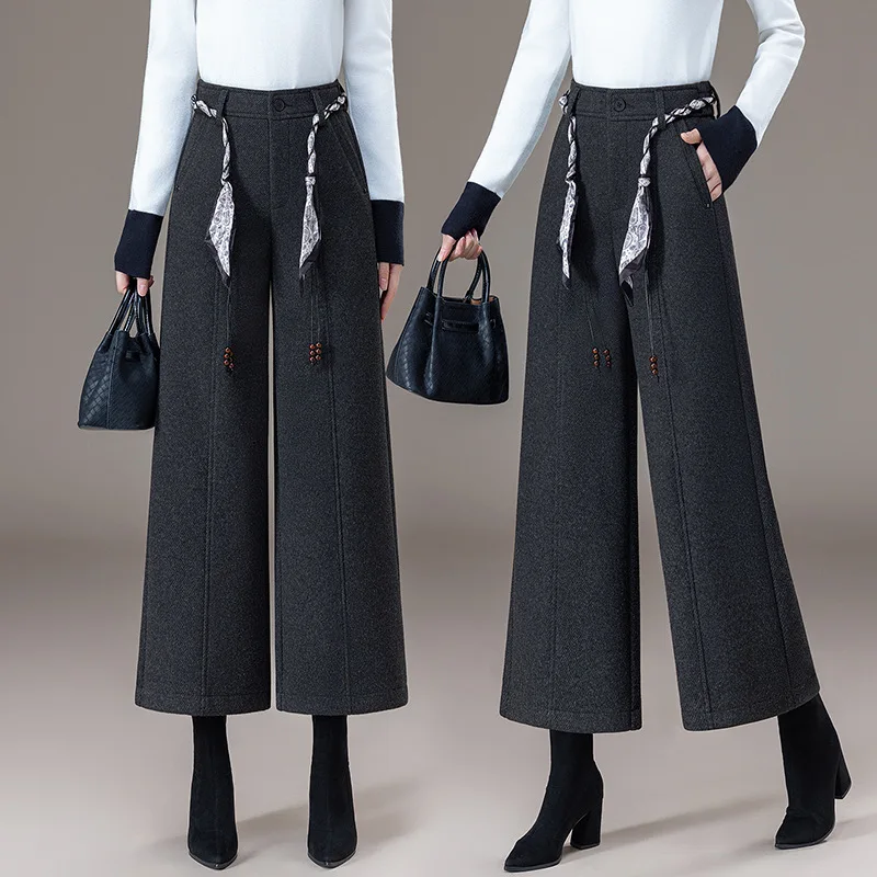 

Draped Bootcut Pants for Petite Women Tie Scarf Belt Casual Pants