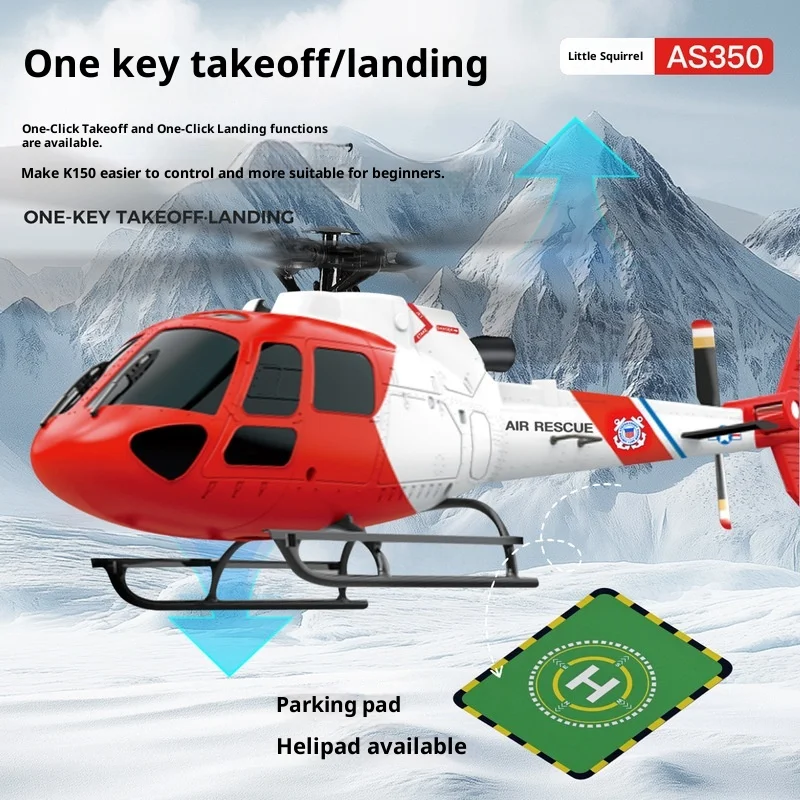

K150 AS350 Squirrel RC Helicopter 4CH 3 Rotor Aileronless Brushless Motor Optical Flow Barometric Altitude Hold For Hobbyists