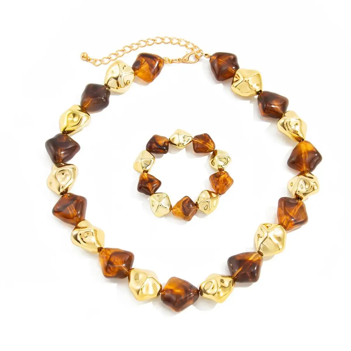Salircon Boho Hars Acryl Metaal Kralen Kettingen Armbanden Set voor Vrouwen Vintage Elegante Sleutelbeen Choker Party Sieraden Geschenken - afbeelding 2
