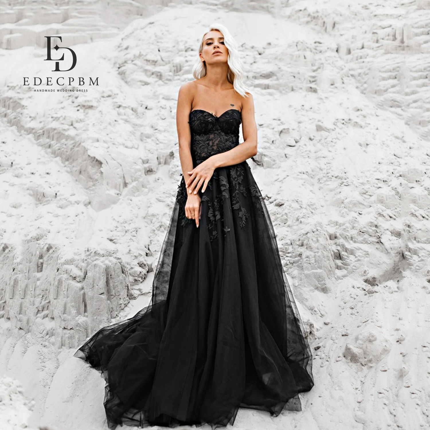 

EDECPBM Sweetheart Prom Dresses 2025 Vestidos De Fiesta Women Evening Dress Flowers Customized فساتين سهرة Black Luxurious