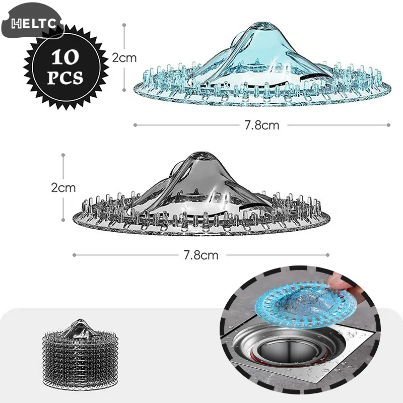 

10 шт., 7,8 x 2 см, пластиковый фильтр для раковины, противозасоряющаяся сетка, ловушка для очистки волос с ручкой, сливной фильтр, аксессуары для кухни и ванной комнаты