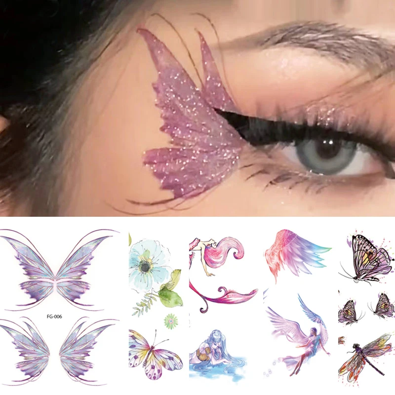 Flower Tattoo Sticker Tattoo Sticker Butterfly Tattoo Sticker Decorative Sticker Body Art Colorful Fresh Artistic Waterproof