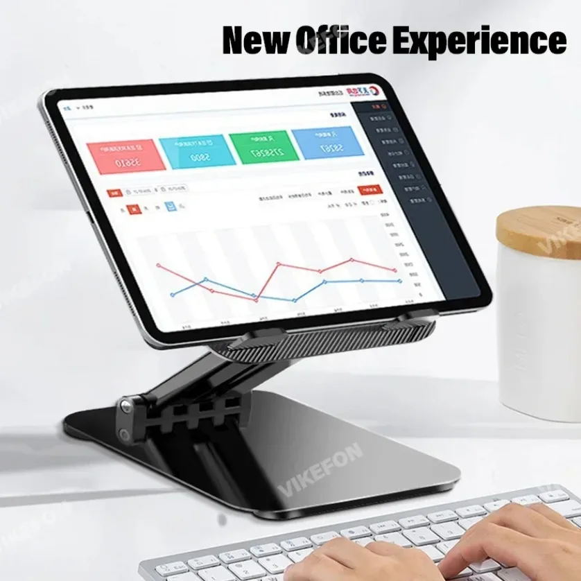 Adjustable Tablet Stand For Desk Foldable Dual Rod 360 Rotation 180 Base Height Anti-Slip Silicone For iPad Phone 20KG Portable