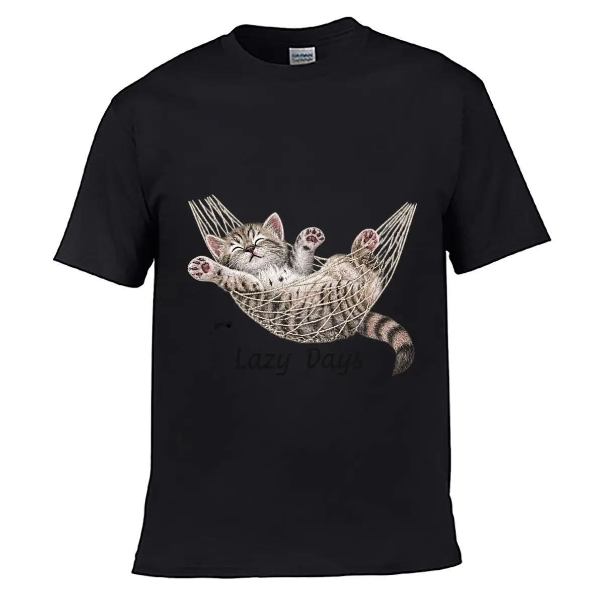 Lazy Days Cute Tabby Kitten Sleeping In Hammock short-sleeved T-shirt