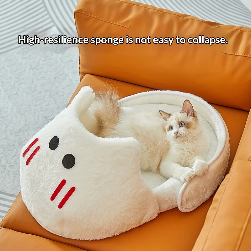 Cama semicerrada cálida para gatos y perros pequeños, nido extraíble - imagen 3