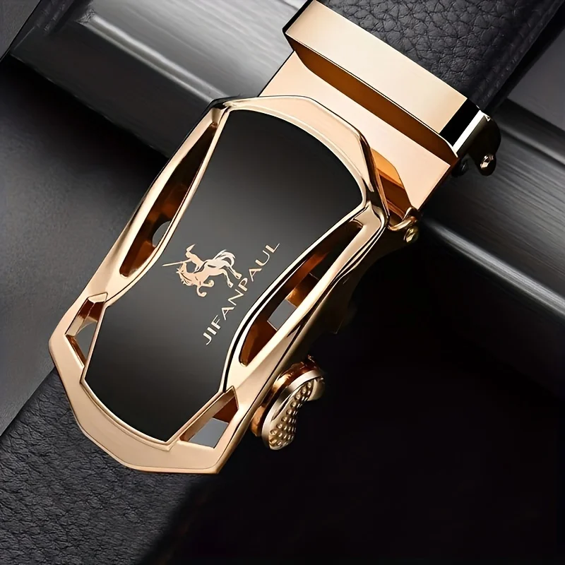 JIFANAUL Men\'s Famous Brand Belt High Quality Leather Luxury Belt Metal Automatic Buckle Belt Business Leisure Fashion Belt