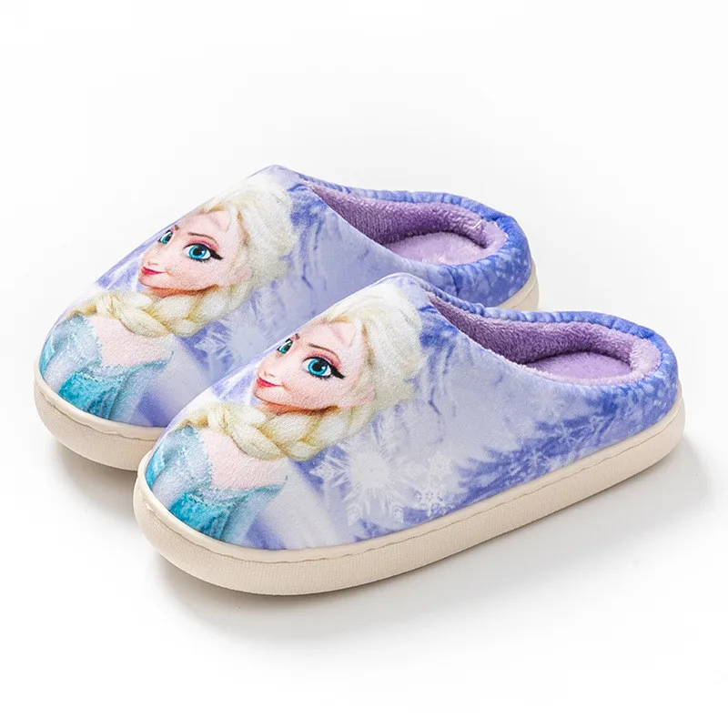 Disney Frozen Elsa Princess Home Slippers plush Designer Kids plaform Warm Shoes Slip on Baby Girls Shoes Child Flats