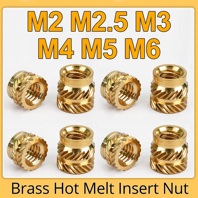 M2 M2.5 M3 M4 M5 M6 Brass Hot Melt Insert Knurled Nut Thread Heat Molding Double Twill Injection Embedment Nut For 3D Printer