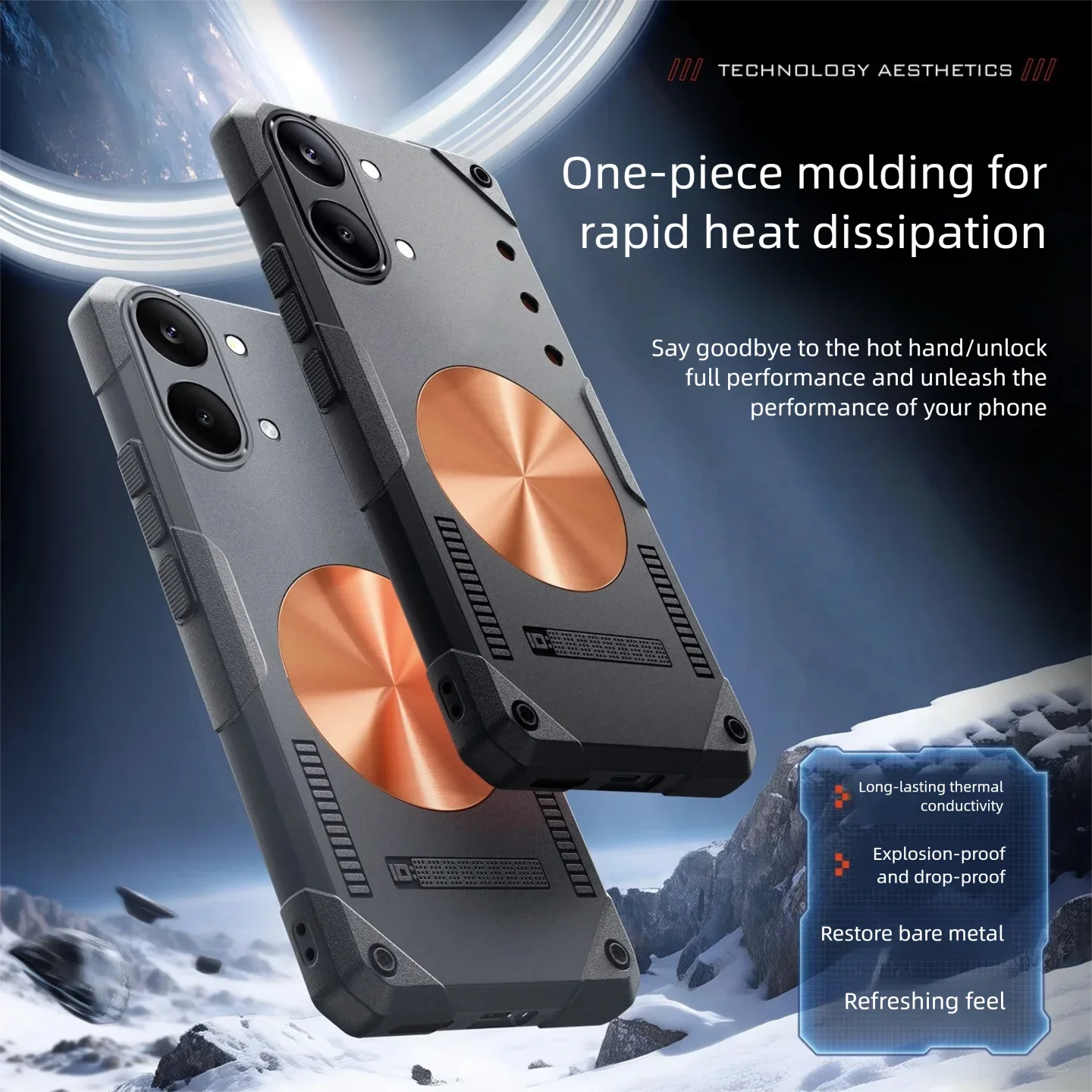 Gamingowe etui odprowadzające ciepło do Xiaomi POCO X8 X7 X6 Pro Max, pokrowiec z miedzi magnetycznej kompatybilny z uchwytem magnetycznym do samochodu, miękka, wstrząsoodporna obudowa. — zdjęcie produktu 2