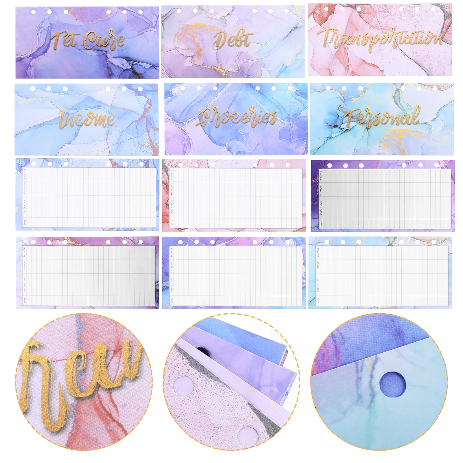 3 بطاقات ميزانية، أوراق ميزانية محمولة مريحة، تخطيط يومي، متتبع النفقات، منظم المغلف النقدي، الإدارة المالية #6
