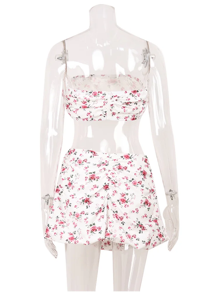 Stylish Women's 2-Piece Strapless Printed Suit Set