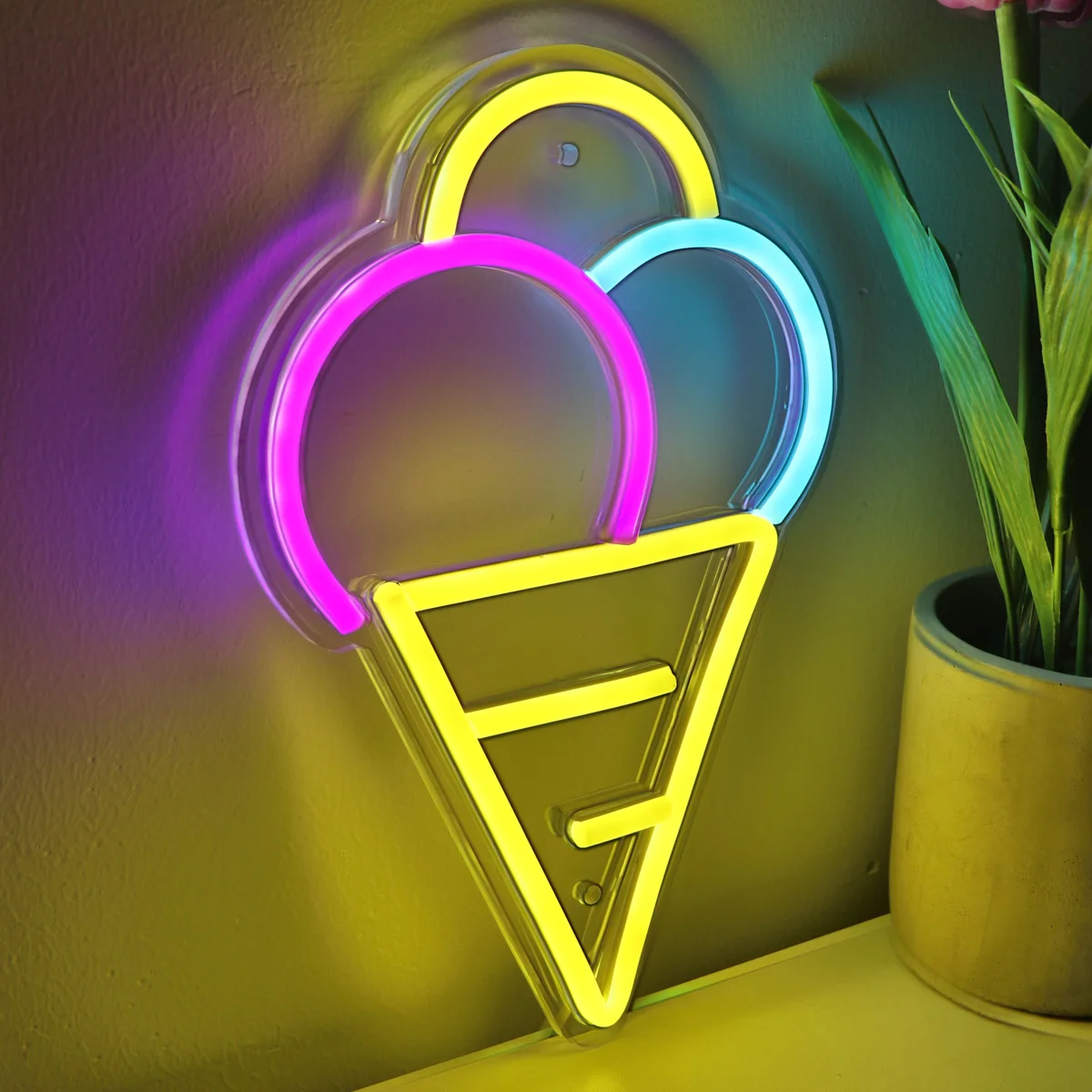 Imagem -04 - Ice Cream Led Wall Neon Art Sign Night Light para Shop Party Decoração de Sobremesa 6.73 x 10.24 1pc